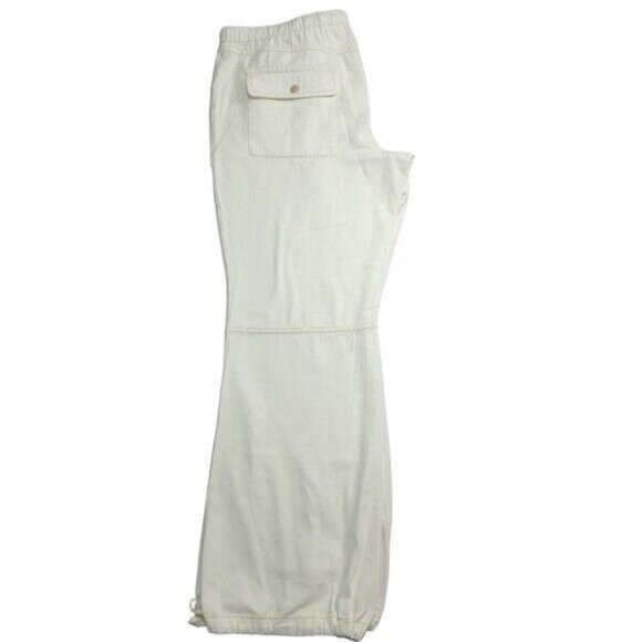 We The Free Womens Ivory Relax Cotton Pants Wide Leg Drawstring Waistband L NEW - Picture 3 of 15